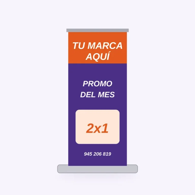 Banner rollscreen con promoción para negocio (imagen referencial)