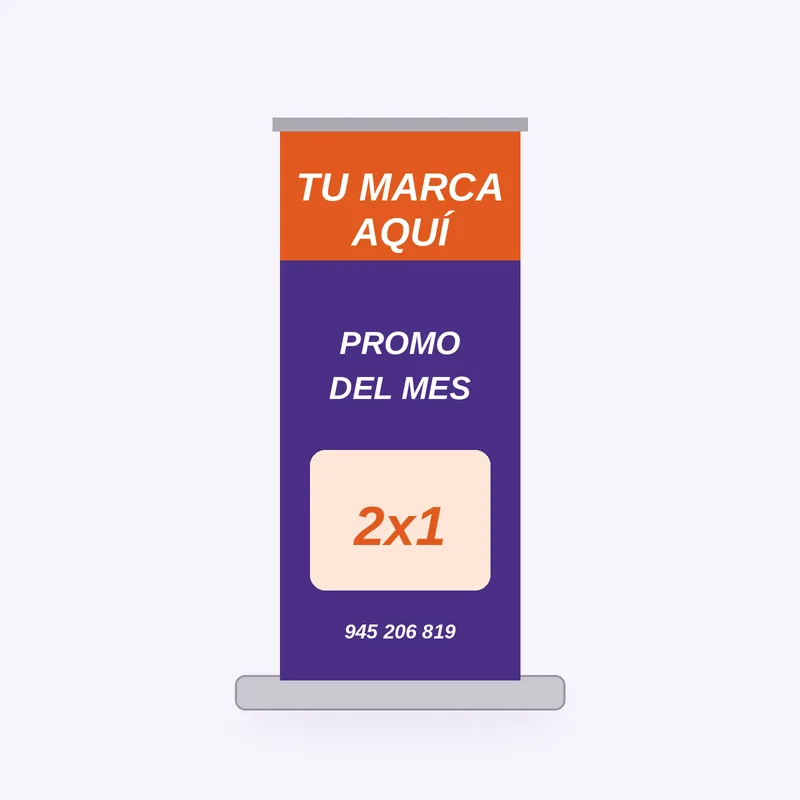 Banner rollscreen con promoción para negocio (imagen referencial)