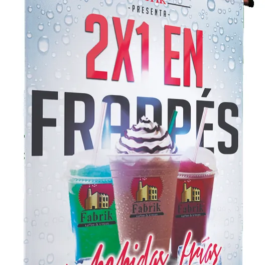 Banner colgante con promoción para cafetería