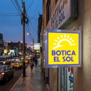 Jalavista luminoso cuadrado instalado en una botica